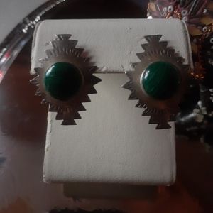 Vintage Sterling Silver Jade Earrings